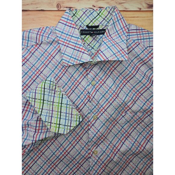 Tommy Hilfiger Mens Long-Sleeve Multicolor Cotton Shirt XL - Picture 4 of 6